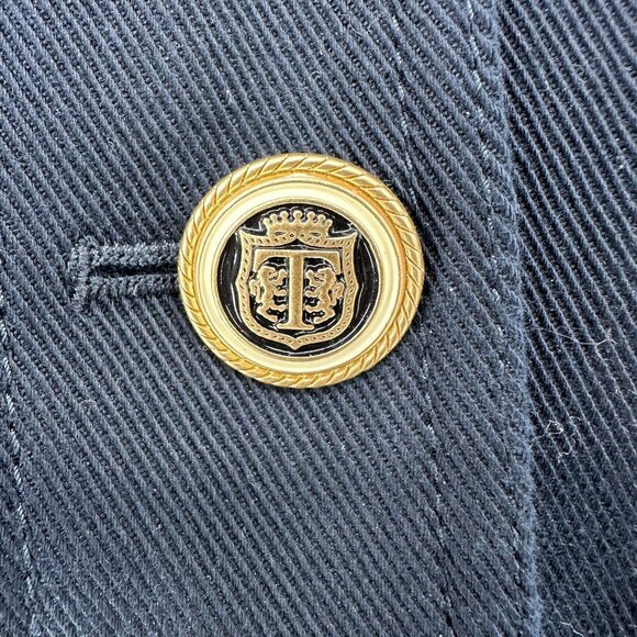 Talbots Classic Jacket Womens Size 10 Navy Red Accents Button-Front Cotton Blend - Picture 3 of 9